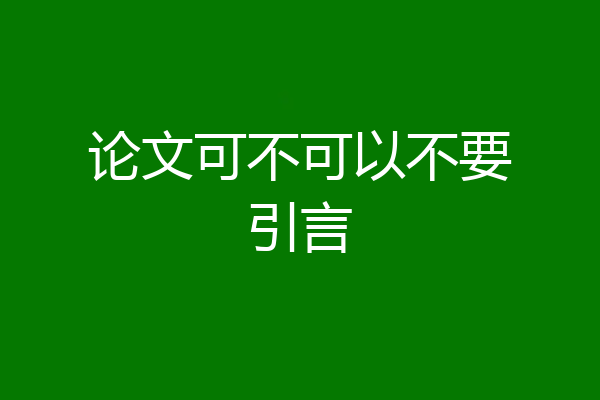 论文可不可以不要引言