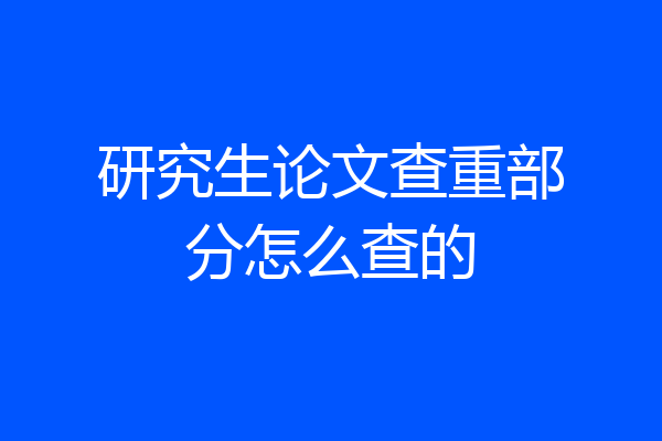 研究生论文查重部分怎么查的