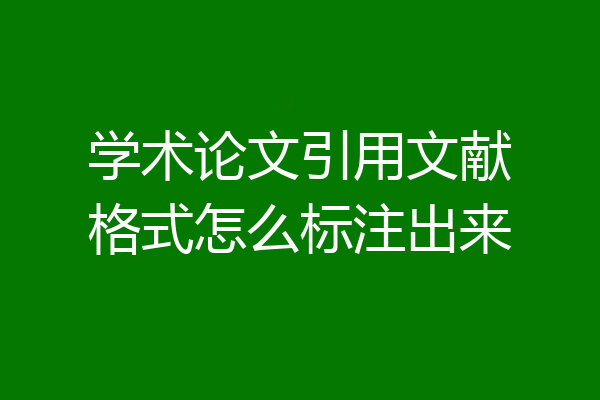 学术论文引用文献格式怎么标注出来