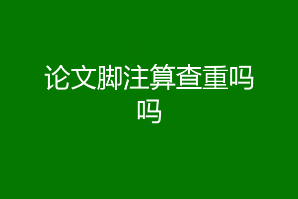 论文脚注算查重吗吗
