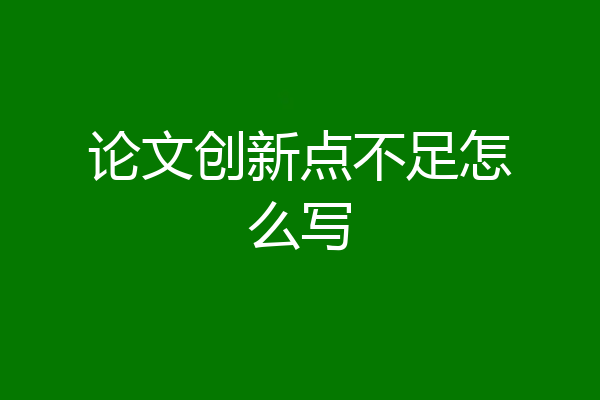 论文创新点不足怎么写