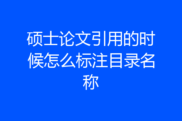 硕士论文引用的时候怎么标注目录名称