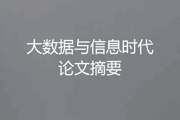 大数据与信息时代论文摘要
