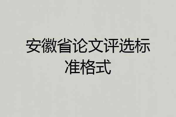 安徽省论文评选标准格式