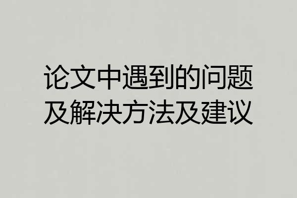 论文中遇到的问题及解决方法及建议