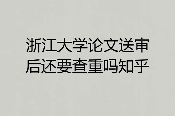 浙江大学论文送审后还要查重吗知乎