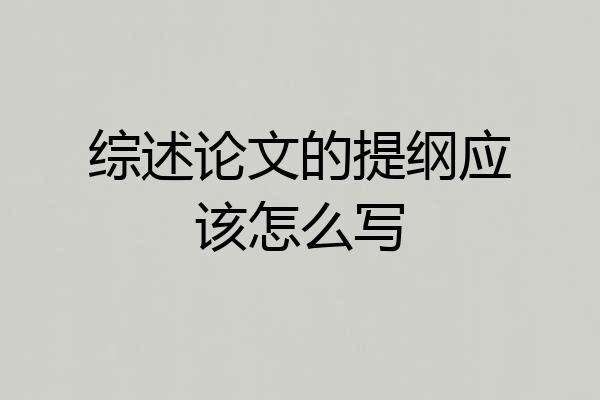 综述论文的提纲应该怎么写