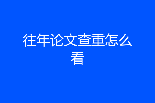 往年论文查重怎么看