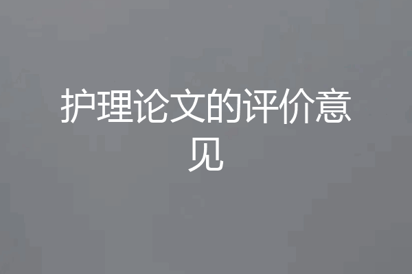 护理论文的评价意见