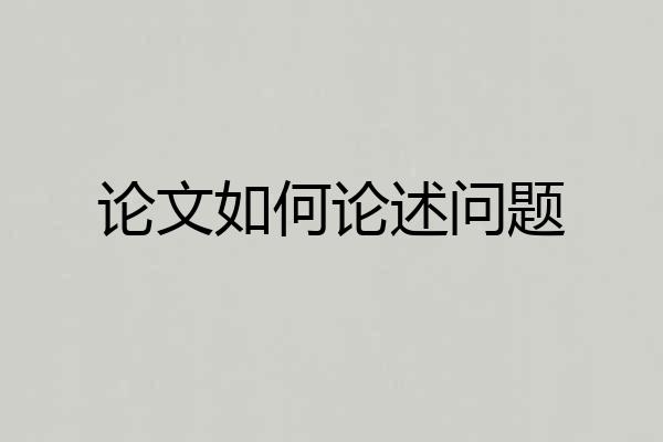 论文如何论述问题