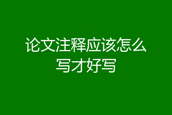 论文注释应该怎么写才好写