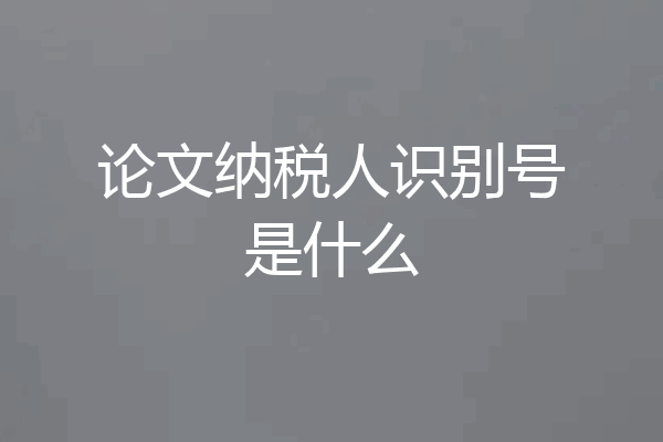 论文纳税人识别号是什么