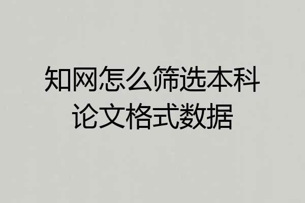 知网怎么筛选本科论文格式数据