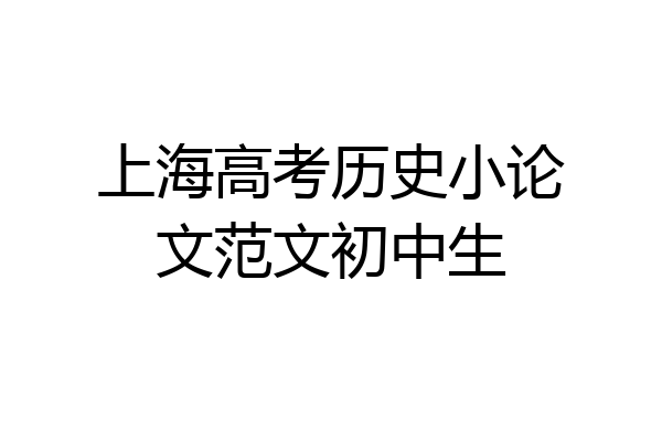 上海高考历史小论文范文初中生