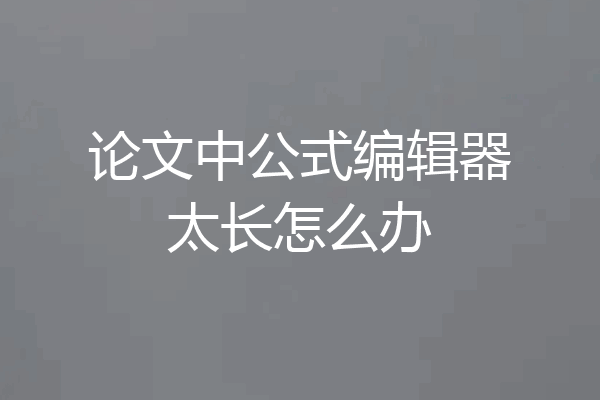 论文中公式编辑器太长怎么办