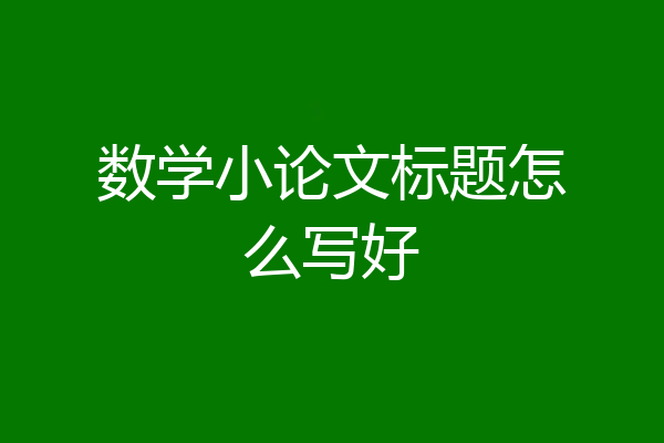 数学小论文标题怎么写好