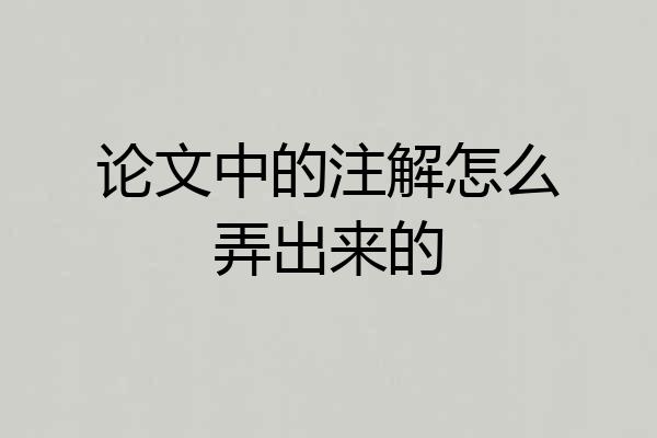 论文中的注解怎么弄出来的
