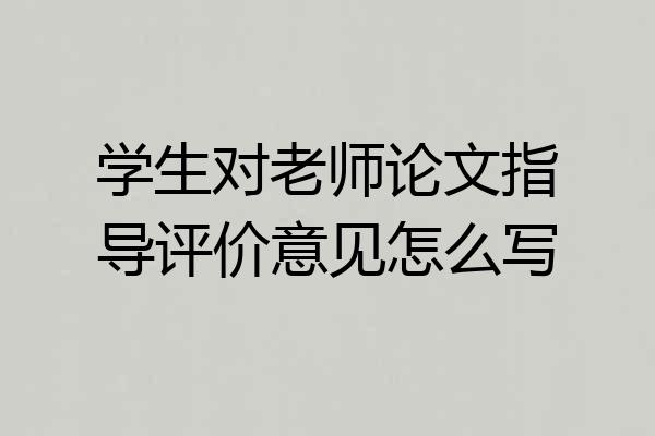 学生对老师论文指导评价意见怎么写