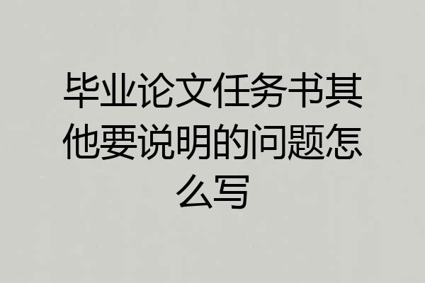 毕业论文任务书其他要说明的问题怎么写