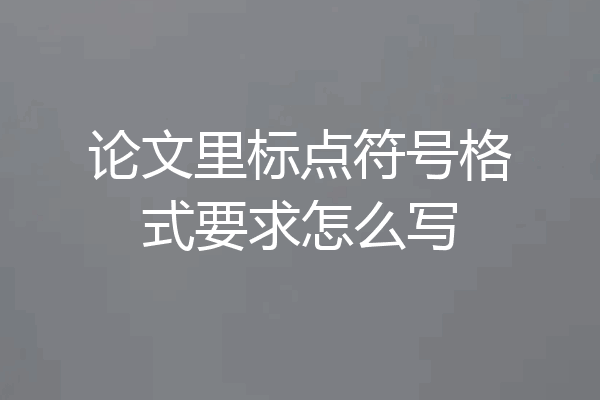 论文里标点符号格式要求怎么写