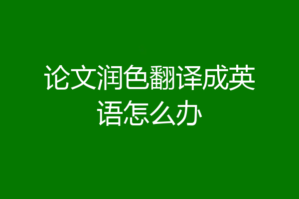 论文润色翻译成英语怎么办