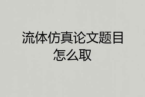 流体仿真论文题目怎么取