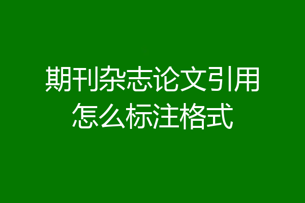 期刊杂志论文引用怎么标注格式
