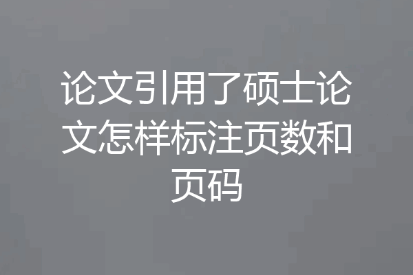 论文引用了硕士论文怎样标注页数和页码