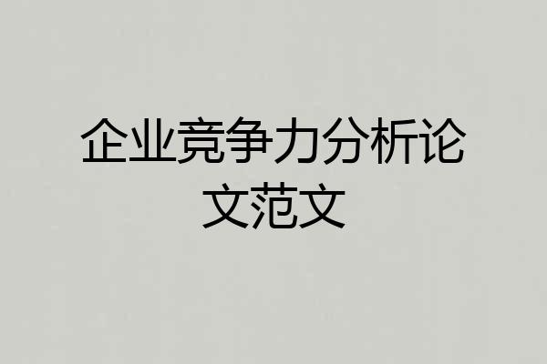 企业竞争力分析论文范文
