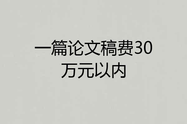一篇论文稿费30万元以内