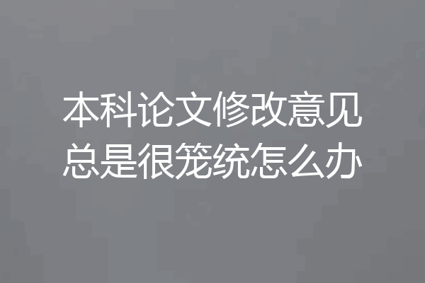 本科论文修改意见总是很笼统怎么办