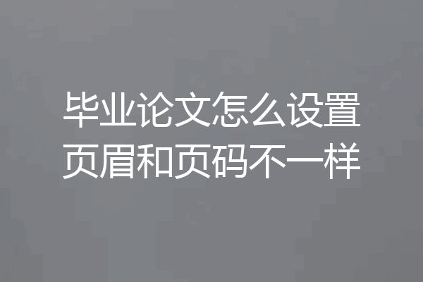 毕业论文怎么设置页眉和页码不一样