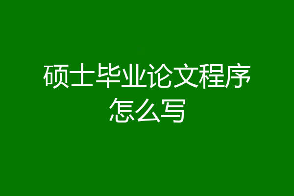 硕士毕业论文程序怎么写