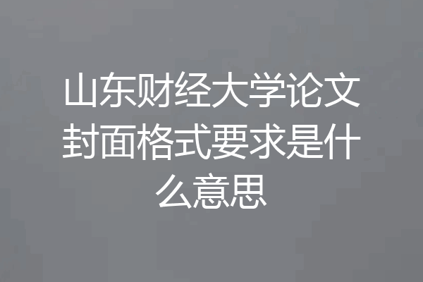 山东财经大学论文封面格式要求是什么意思