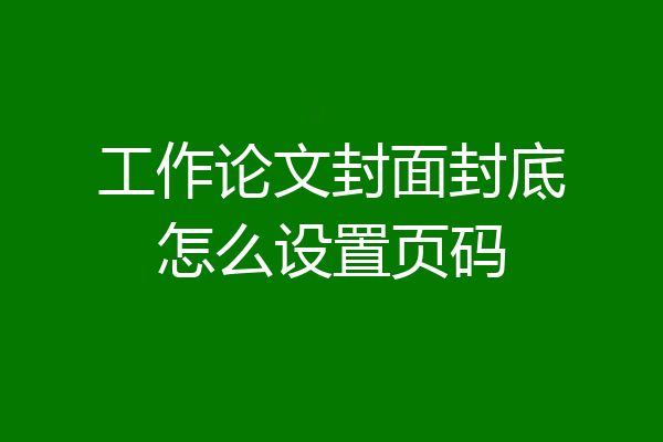 工作论文封面封底怎么设置页码