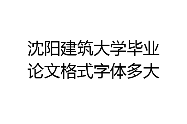 沈阳建筑大学毕业论文格式字体多大