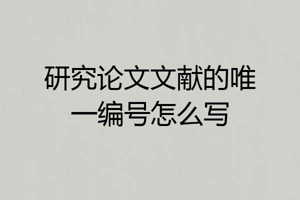 研究论文文献的唯一编号怎么写