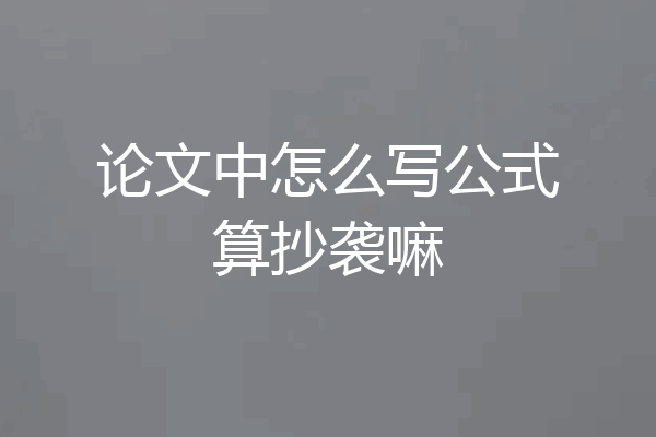 论文中怎么写公式算抄袭嘛