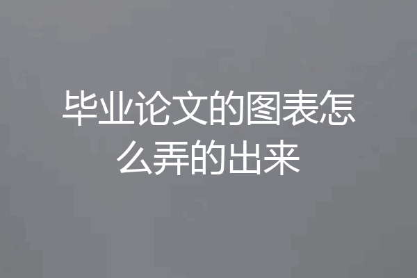 毕业论文的图表怎么弄的出来