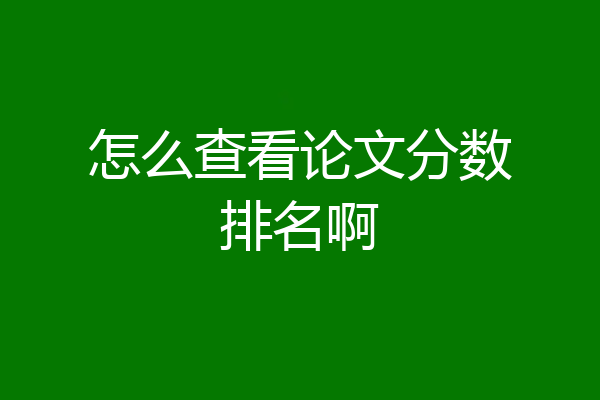 怎么查看论文分数排名啊