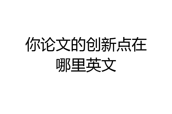 你论文的创新点在哪里英文