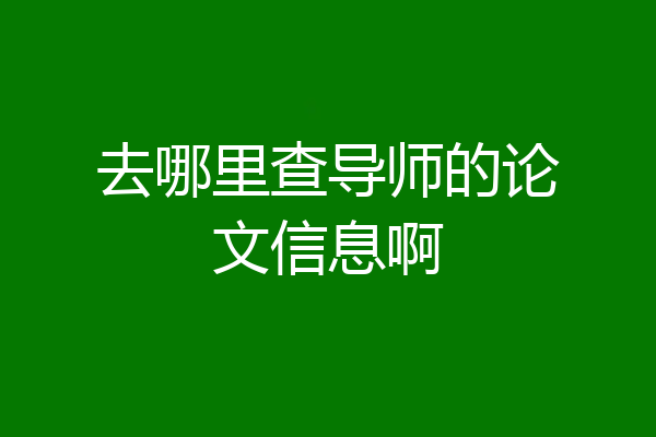 去哪里查导师的论文信息啊