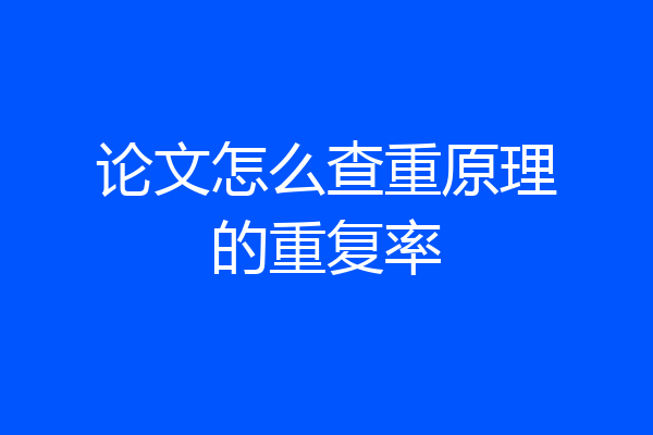 论文怎么查重原理的重复率