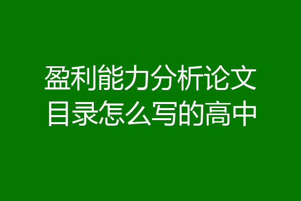 盈利能力分析论文目录怎么写的高中