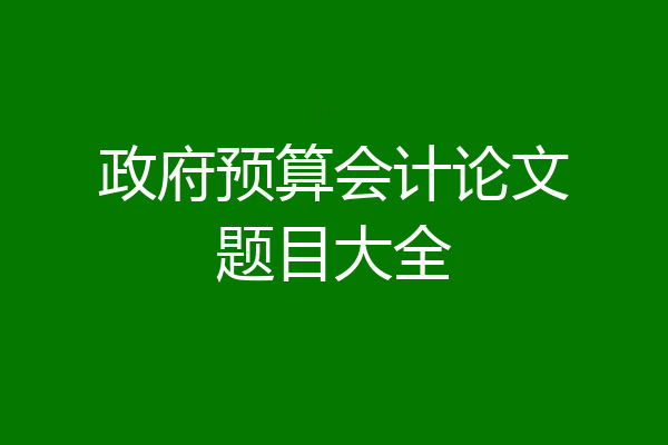 政府预算会计论文题目大全