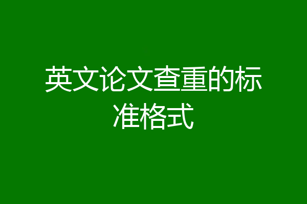 英文论文查重的标准格式