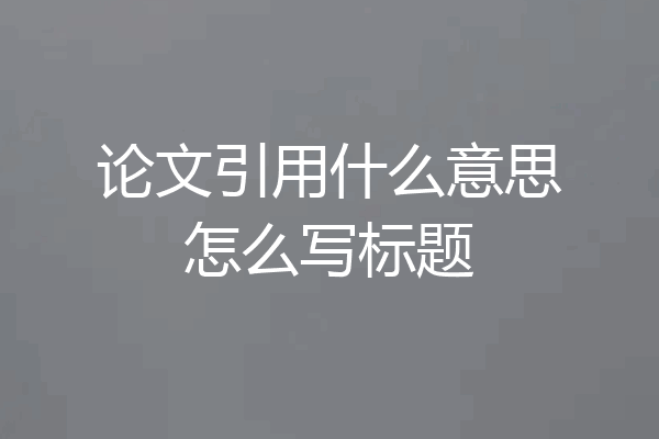 论文引用什么意思怎么写标题