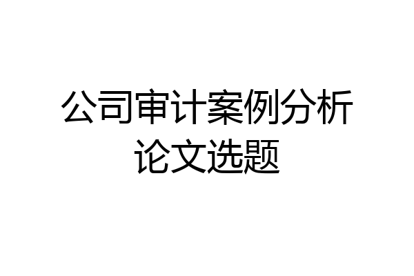 公司审计案例分析论文选题