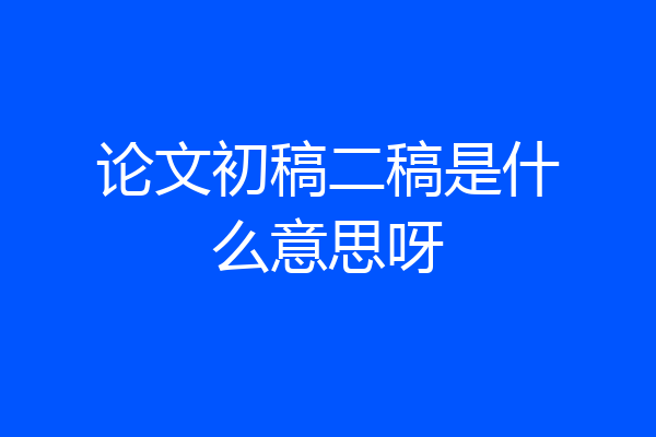论文初稿二稿是什么意思呀