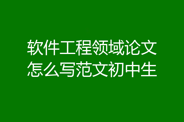 软件工程领域论文怎么写范文初中生